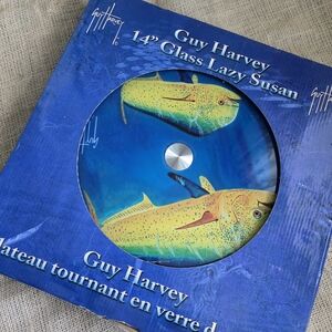 Guy Harvey 14" Glass Lazy Susan Perfect For Fishing Enthusiast!